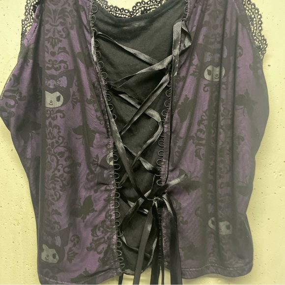 Kuromi Mesh Lace-Up Sweetheart Girls Tank Top - Picture 4 of 6